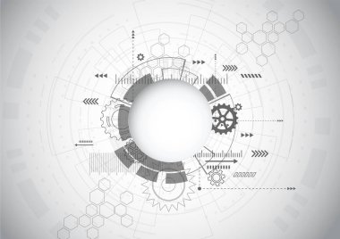 Abstract Technology Grey geometric background with gear shape. Vector graphic design