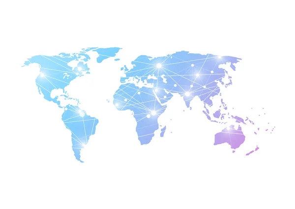 Global Network Connection World Map Point Line Composition Concept Connection — Wektor stockowy