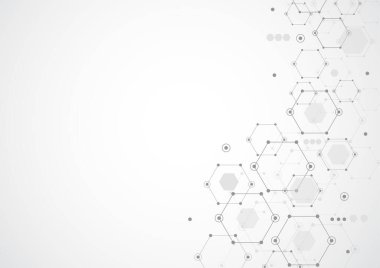 Abstract hexagonal molecular structures in technology background and science style. Medical design. Vector illustration