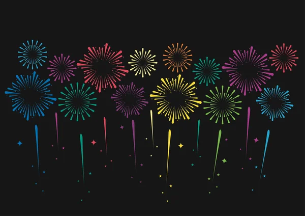 Firework Colorful Dark Background Celebration Party New Year Event Vector — Stok Vektör