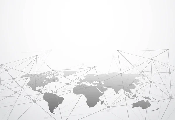 Global Network Business Connection World Map Point Line Composition Concept — Vetor de Stock