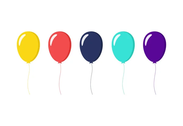 Colorful Balloons Flat Design White Background Vector Illustration — Archivo Imágenes Vectoriales
