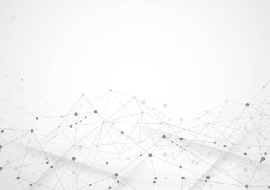 Noktaları ve çizgileri birleştiren soyut bir bağlantı. Bağlantı bilimi geçmişi. Vektör illüstrasyonu