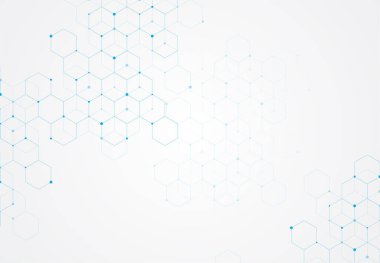 Abstract hexagonal molecular structures in technology background and science style. Medical design. Vector illustration