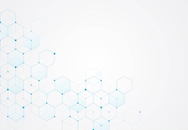Abstract hexagonal molecular structures in technology background and science style. Medical design. Vector illustration