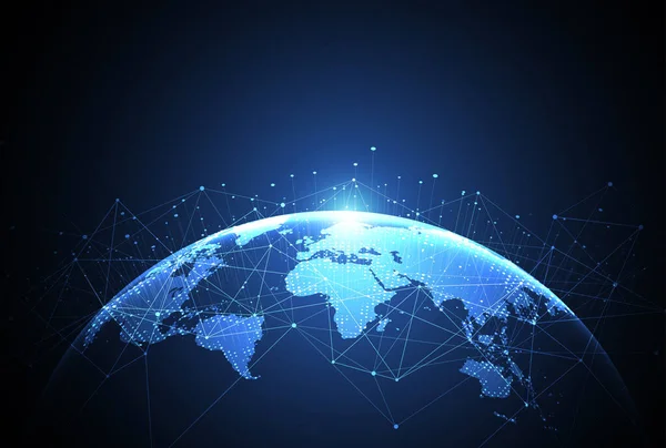 Globální Síťové Připojení World Map Point Line Composition Concept Global — Stockový vektor