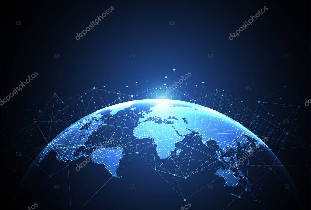Global network connection. World map point and line composition concept of global business. Vector Illustration