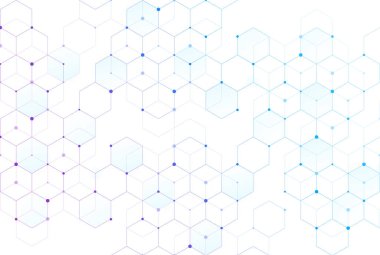 Abstract hexagonal molecular structures in technology background and science style. Medical design. Vector illustration