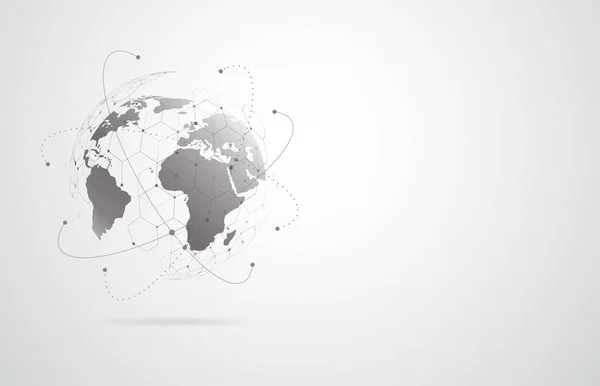 Глобальное Сетевое Соединение Концепция Мировой Карты Точек Линий Глобального Бизнеса — стоковый вектор