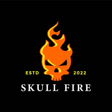fire skull logo illustration vector.