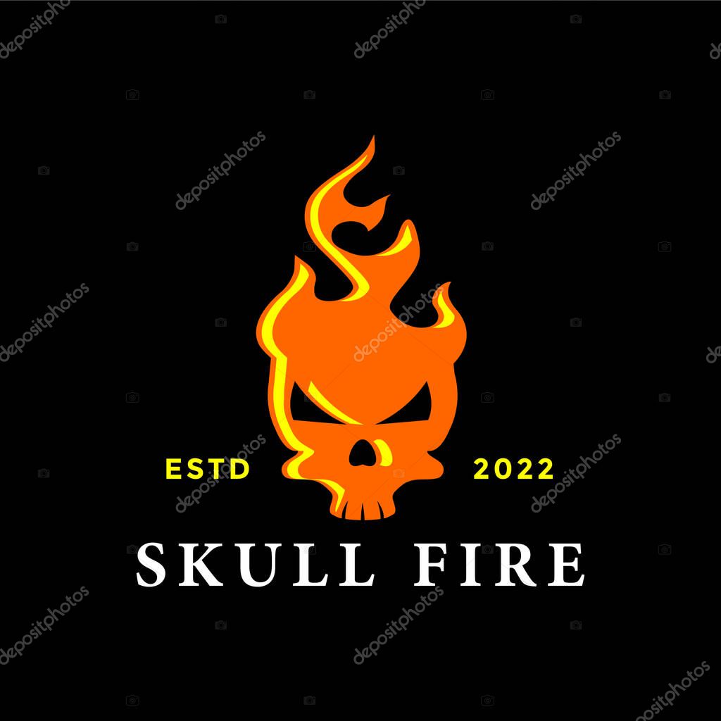 Fire skull logo illustration vector.