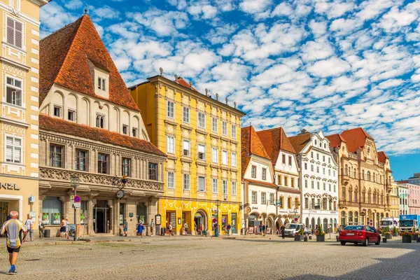 Steyr Červen 2020 Rakousko Řada Starých Historických Budov Tradičním Architektonickém — Stock fotografie