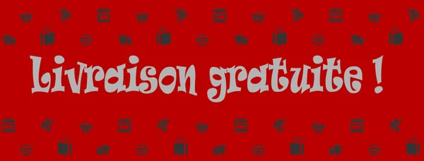 Free delivery written in french for a Facebook cover banner with a red background with shopping bags and others symbols