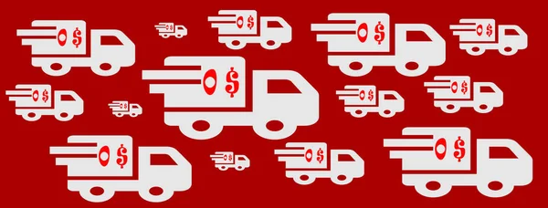 Zero Dollar Written Red Color Many White Delivery Trucks Red — Stock Photo, Image