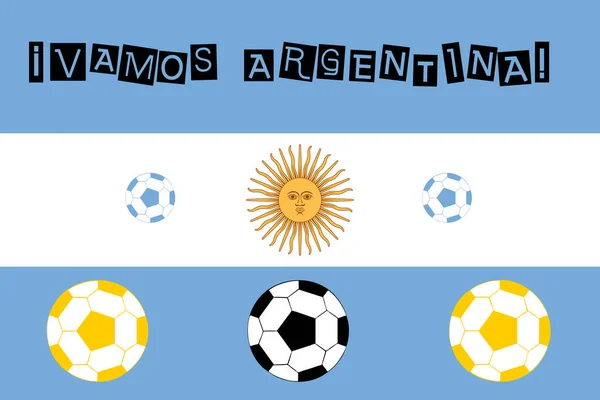 Vamos Argentina Escrito Espanhol Preto Bandeira Argentina Fundo Com Bolas — Fotografia de Stock