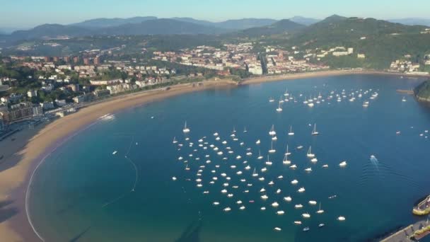 Concha Bay San Sebastian Donostia North Spain Beautiful Travel Destination — Stock Video