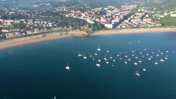 Aerial View Concha Bay San Sebastian Donostia North Spain View — Vídeos de Stock