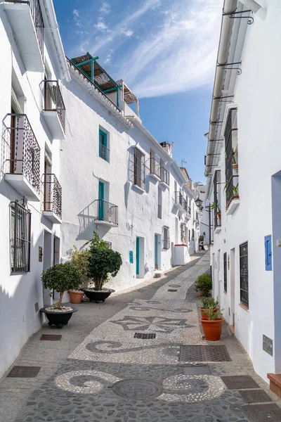 Streets Frigiliana Village Beautiful White Houses Small Streets Typically Andalusian — Foto de Stock