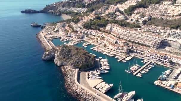 Perspectiva Aérea Ciudad Hedrradura Málaga España Hermosa Ciudad Costera Situada — Vídeos de Stock