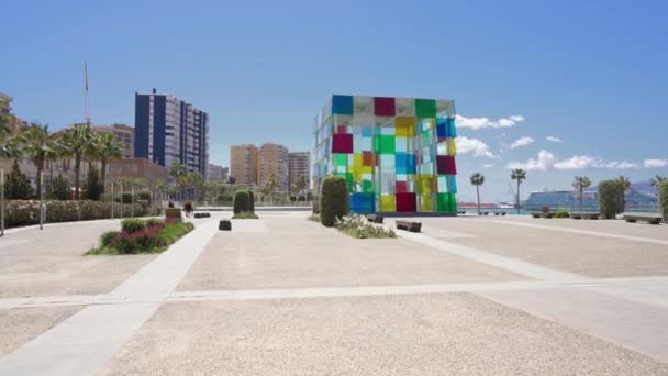 Malaga Spagna Febbraio 2022 Centre Pompidou Malaga Museo Arte Moderna — Video Stock