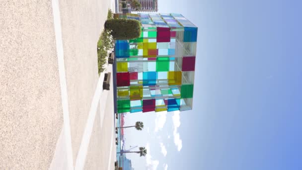 Malaga Spanien April 2022 Pompidou Centrum Byggnad Känd Som Cube — Stockvideo