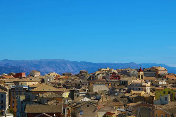 Eski Korfu Yunanistan kentinin panoramik manzarası