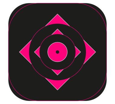 Vector logo. Abstraction. Sign on a black background. Art design. Pink and black. Figure.