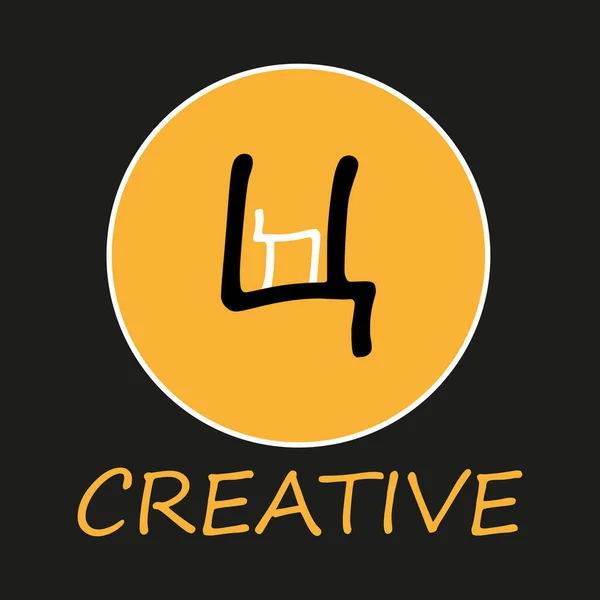 Vector Logo Abstraction Sign Black Background Art Design Figure Symbol —  Vetores de Stock
