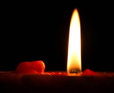 candle burning in a row, dark background