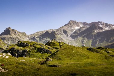 The beautiful mountain scenery of Spugen Pass, Italy, Europe. HD wallpaper, 4k Green background.