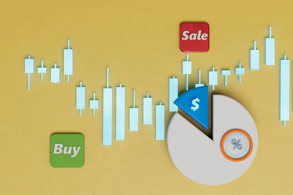 Porcentaje Ventas Durante Período Determinado Gráfico Crecimiento Los Ingresos Renderizado — Foto de Stock