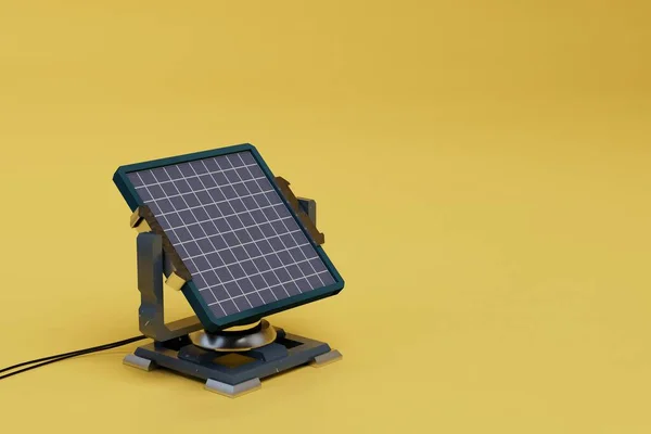 Formas Alternativas Generar Electricidad Batería Solar Sobre Fondo Amarillo Renderizar — Foto de Stock