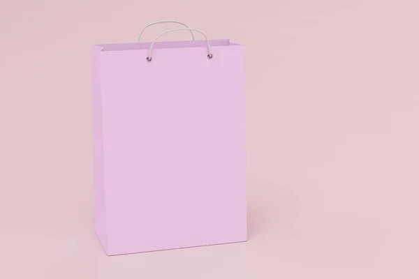 Покупаю Подарок Подарочный Пакет Розового Цвета Пастельном Фоне Скопировать Вставку — стоковое фото