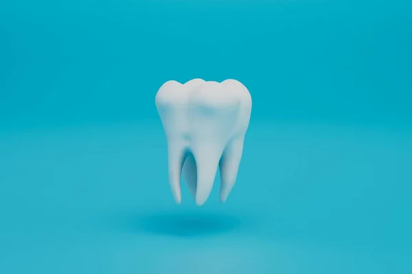 Dişçi Eğitimi Konsepti Mavi Arka Planda Öğrenmek Için Bir Diş — Stok fotoğraf