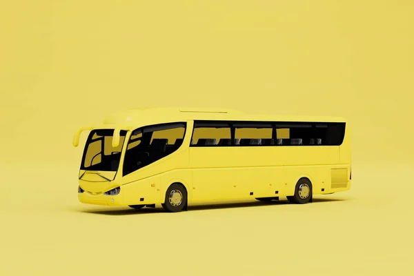 Transporte Pasajeros Autobús Autobús Amarillo Sobre Fondo Amarillo Renderizado — Foto de Stock