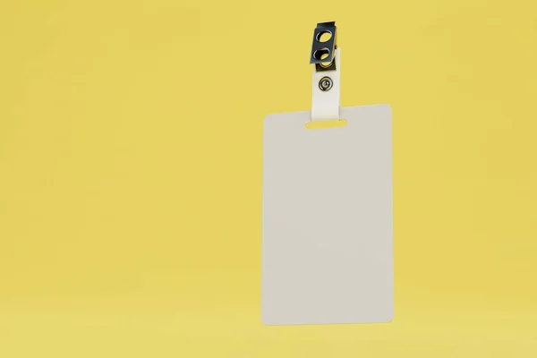 Distintivo Para Identificação Distintivo Branco Com Espinha Roupa Fundo Amarelo — Fotografia de Stock