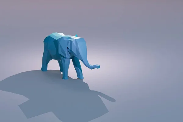 Figura Lembrança Elefante Cor Azul Com Uma Sombra Contexto Cinza — Fotografia de Stock