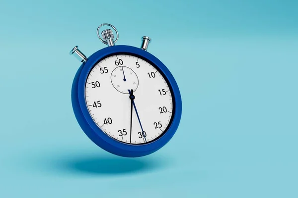 technology for determining a clear time to complete the task. mechanical stopwatch on a blue background. 3D render.