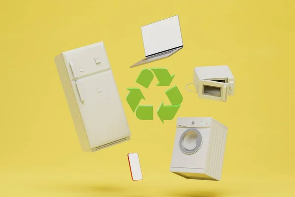 Das Konzept Des Recyclings Alter Und Defekter Haushaltsgeräte Und Smartphones — Stockfoto