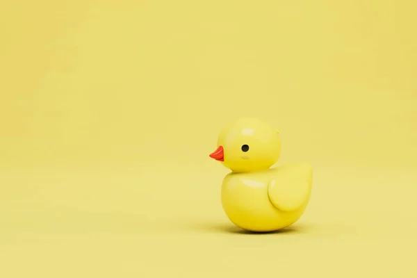 yellow rubber duck on a yellow background. copy paste, copy space. 3D render.