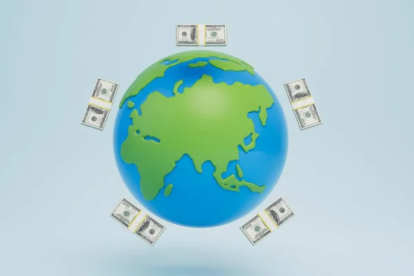 Verkoop Van Natuurlijke Hulpbronnen Een Planeet Waaromheen Zich Bundels Dollars — Stockfoto