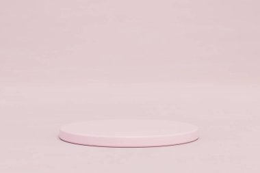 Soyut arkaplan. Ürünleri ya da metni pembe arka plana koymak için yuvarlak mavi bir podyum. 3 Boyutlu Hazırlama.