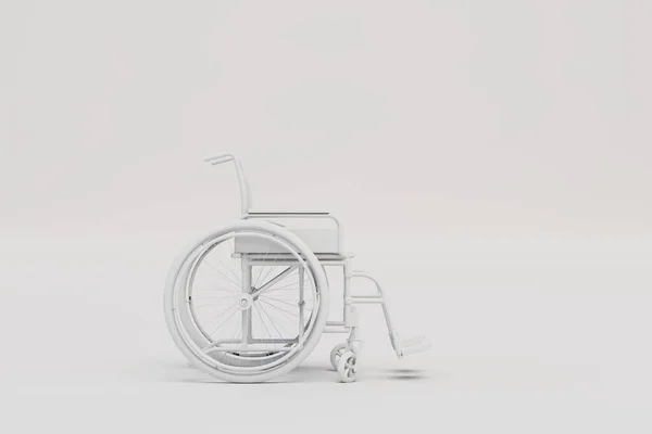 Transportmittel Für Behinderte Ein Weißer Rollstuhl Auf Weißem Hintergrund Renderer — Stockfoto