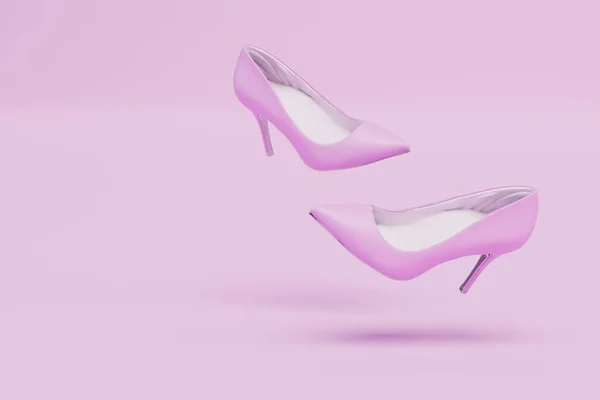 Pastel Arka Planda Pembe Topuklu Güzel Kadın Ayakkabıları Kopyala Yapıştır — Stok fotoğraf