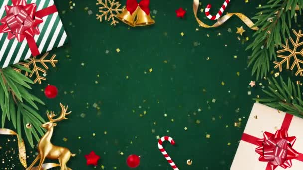 Christmas Green Wall Background Christmas Blank Backdrop Text Animation Greeting — Stockvideo