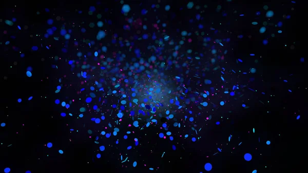 Абстрактний Фон Групи Синьо Фіолетових Частинок Різного Розміру Плаває Дефокусованому — стокове фото
