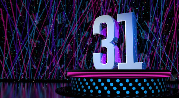 Solid Number Reflective Stage Blue Magenta Lights Defocused Background Laser – stockfoto