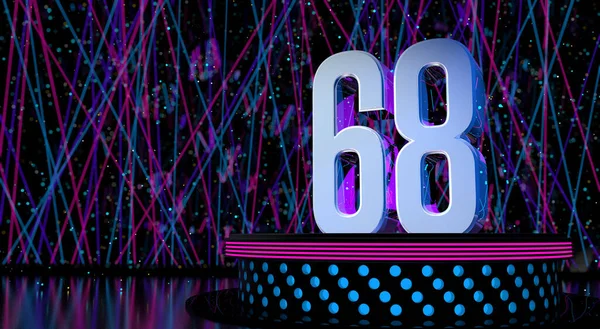 Solid Number Reflective Stage Blue Magenta Lights Defocused Background Laser — Stockfoto