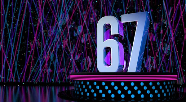 Solid Number Reflective Stage Blue Magenta Lights Defocused Background Laser — Stockfoto