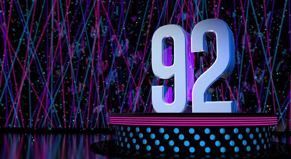 Solid Number Reflective Stage Blue Magenta Lights Defocused Background Laser — Stock Photo, Image